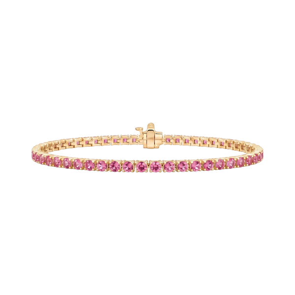 Tennis Bracelet with Tourmaline Stones (October Birthstones) in 14K Gold (1.75 mm - 4.0 mm)