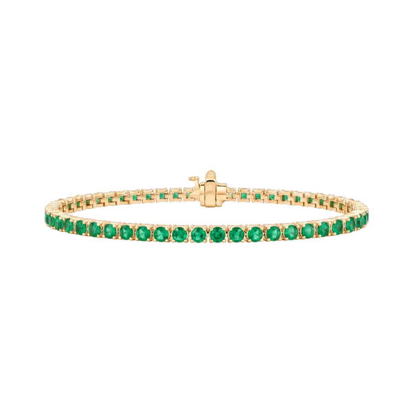 Tennis Bracelet with Emerald Stones (May Birthstones) in 14K Gold (1.75 mm - 4.0 mm)