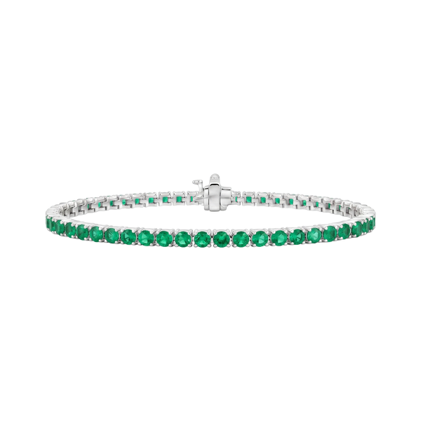 Tennis Bracelet with Emerald Stones (May Birthstones) in 14K Gold (1.75 mm - 4.0 mm)