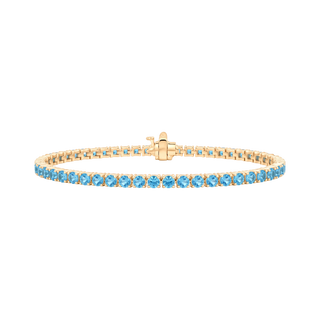 Tennis Bracelet with Blue Topaz Stones (December Birthstones) in 18K Gold (1.75 mm - 4.0 mm)