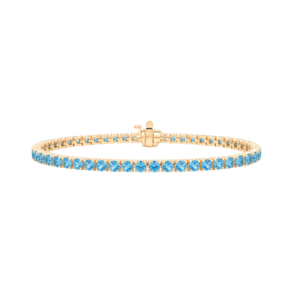Tennis Bracelet with Blue Topaz Stones (December Birthstones) in 14K Gold (1.75 mm - 4.0 mm)
