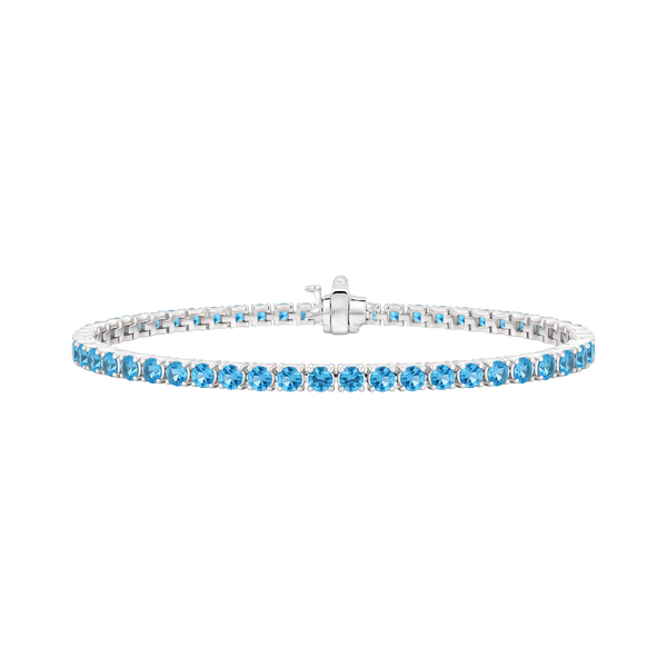 Tennis Bracelet with Blue Topaz Stones (December Birthstones) in 18K Gold (1.75 mm - 4.0 mm)