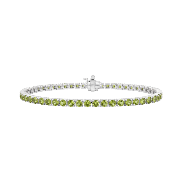 Tennis Bracelet with Peridot Stones (August Birthstones) in 18K Gold (1.75 mm - 4.0 mm)