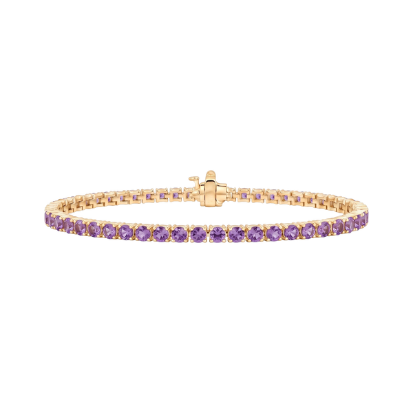 Tennis Bracelet with Amethyst Stones (February Birthstones) in 18K Gold (1.75 mm - 4.0 mm)