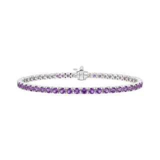 Tennis Bracelet with Amethyst Stones (February Birthstones) in 14K Gold (1.75 mm - 4.0 mm)