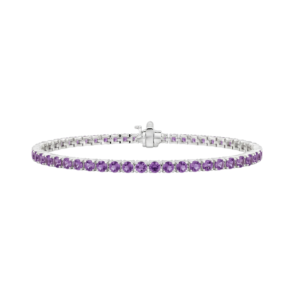 Tennis Bracelet with Amethyst Stones (February Birthstones) in 18K Gold (1.75 mm - 4.0 mm)