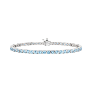 Tennis Bracelet with Aquamarine Stones (March Birthstones) in 14K Gold (1.75 mm - 4.0 mm)
