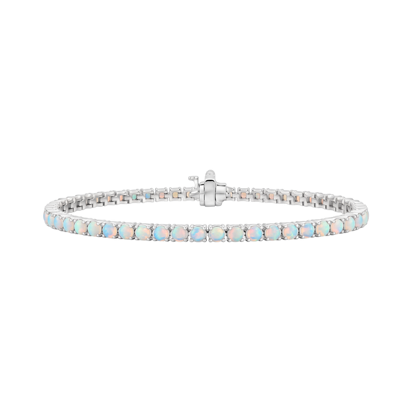 Tennis Bracelet with Opal Stones (October Birthstones) in 14K Gold (1.75 mm - 4.0 mm)