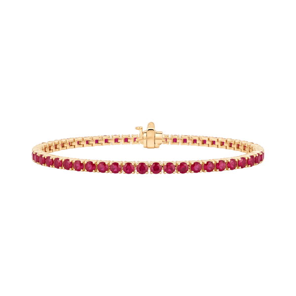 Tennis Bracelet with Ruby Stones (July Birthstones) in 18K Gold (1.75 mm - 4.0 mm)