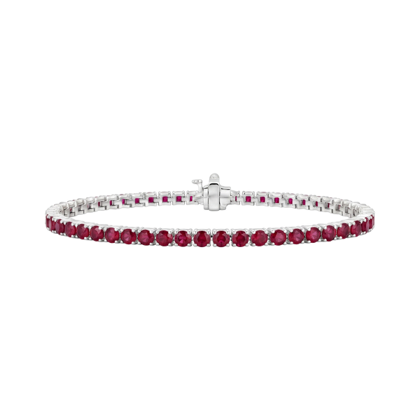 Tennis Bracelet with Ruby Stones (July Birthstones) in 18K Gold (1.75 mm - 4.0 mm)