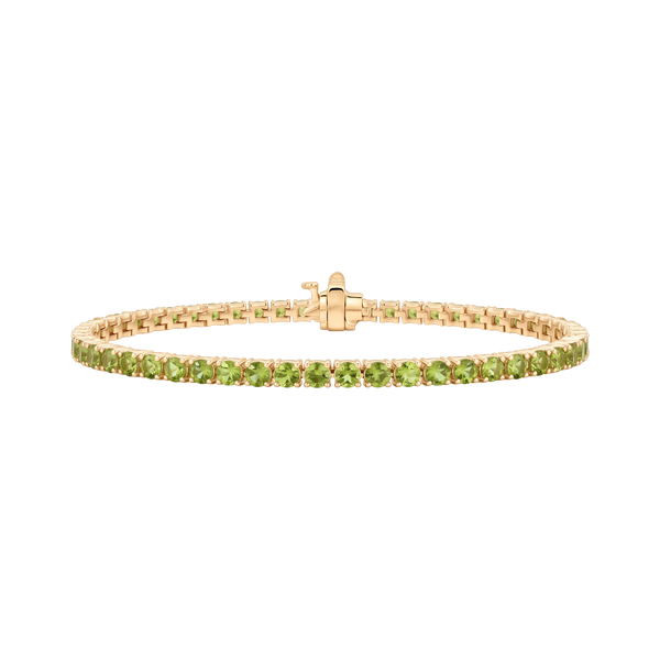 Tennis Bracelet with Peridot Stones (August Birthstones) in 18K Gold (1.75 mm - 4.0 mm)