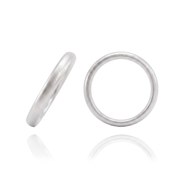 14K White Gold Domed Wedding Bands (2.0 mm - 6.0 mm)