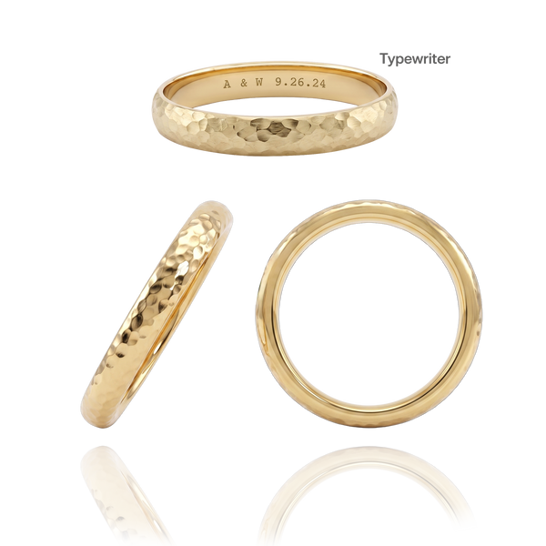 14K Yellow Gold Domed Wedding Bands with Optional Engraving  (3.0 mm)