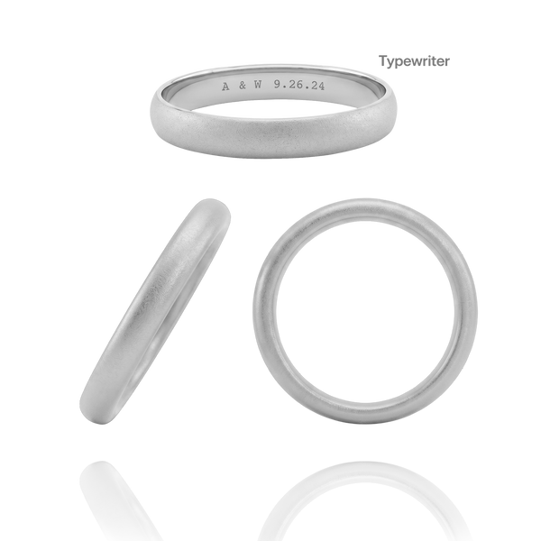 14K White Gold Domed Wedding Bands with Optional Engraving  (3.0 mm)
