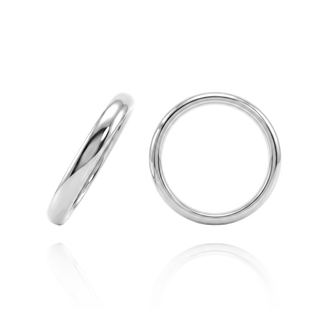 14K White Gold Domed Wedding Bands (2.0 mm - 6.0 mm)
