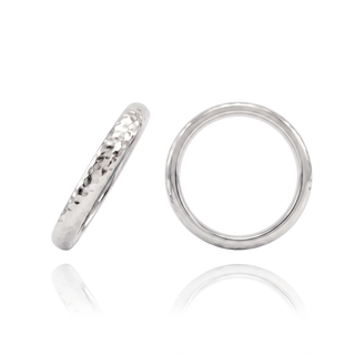 14K White Gold Hammered Domed Wedding Bands (2.0 mm - 6.0 mm)