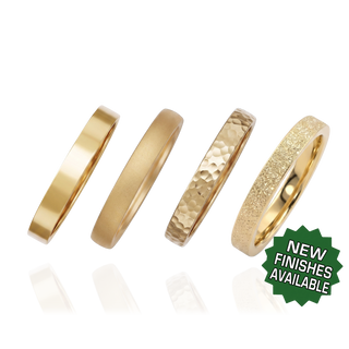 14K Yellow Gold Flat Wedding Bands with Optional Engraving  (3.0 mm)