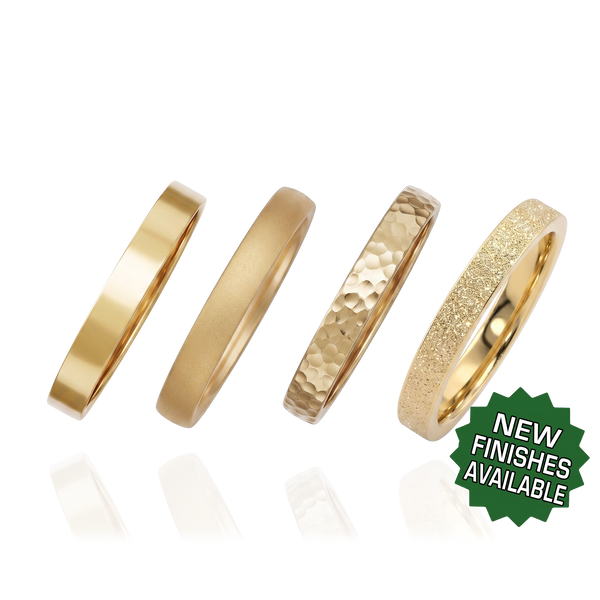 14K Yellow Gold Flat Wedding Bands with Optional Engraving  (3.0 mm)