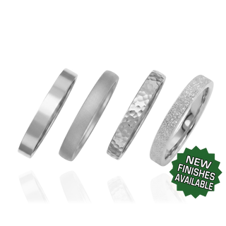 Sterling Silver Flat Wedding Bands with Optional Engraving  (3.0 mm)