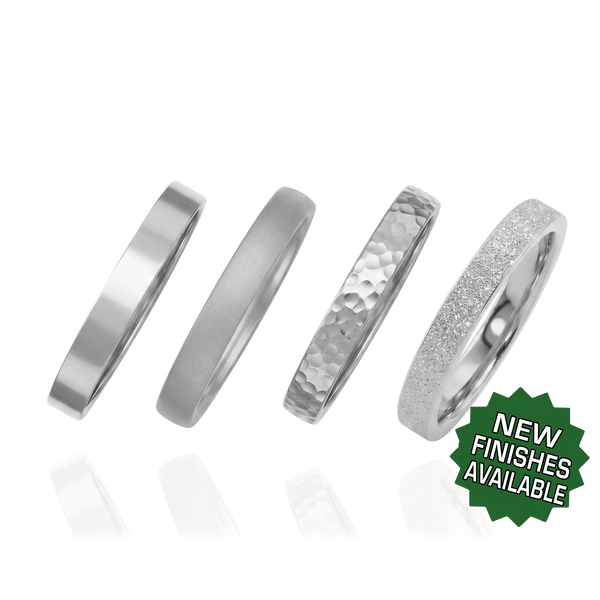 Sterling Silver Flat Wedding Bands with Optional Engraving  (3.0 mm)