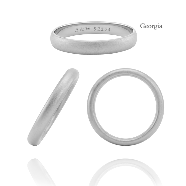 14K White Gold Domed Wedding Bands with Optional Engraving  (3.0 mm)