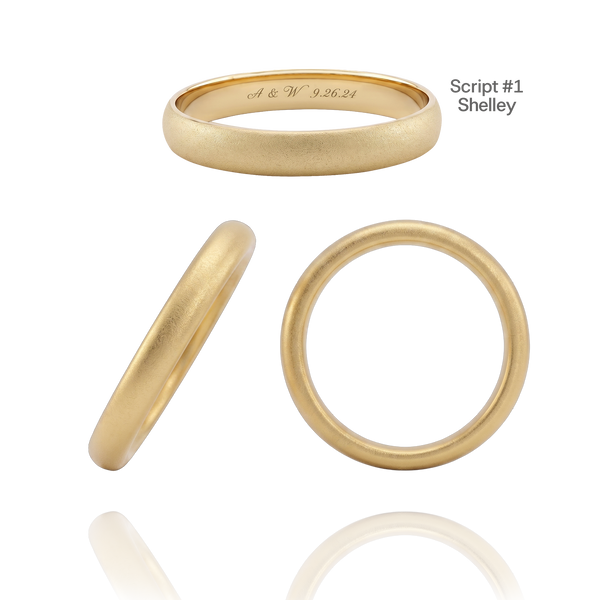 14K Yellow Gold Domed Wedding Bands with Optional Engraving  (3.0 mm)