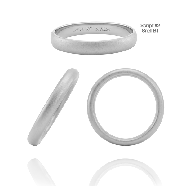 14K White Gold Domed Wedding Bands with Optional Engraving  (3.0 mm)