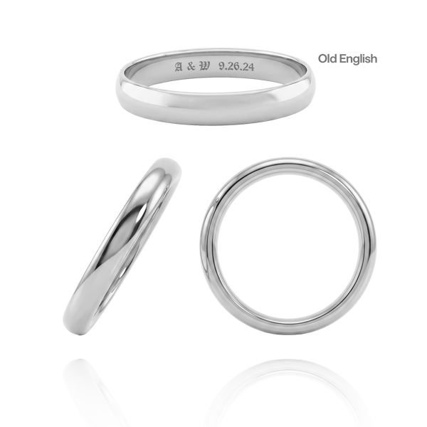 Sterling Silver Comfort Fit Wedding Bands with Optional Engraving  (3.0 mm)