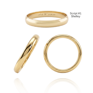 14K Yellow Gold Domed Wedding Bands with Optional Engraving  (3.0 mm)
