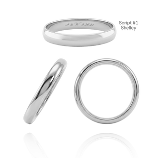 Sterling Silver Comfort Fit Wedding Bands with Optional Engraving  (3.0 mm)