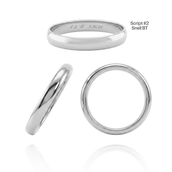 Sterling Silver Comfort Fit Wedding Bands with Optional Engraving  (3.0 mm)