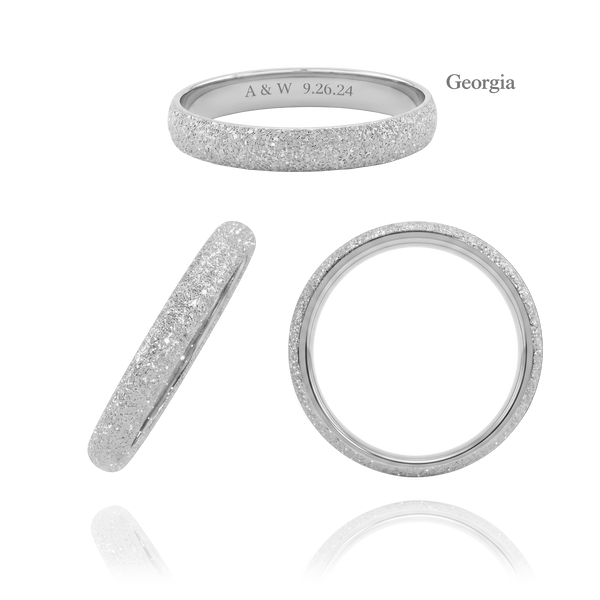 14K White Gold Domed Wedding Bands with Optional Engraving  (3.0 mm)