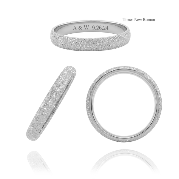 14K White Gold Domed Wedding Bands with Optional Engraving  (3.0 mm)