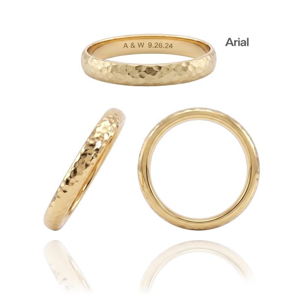 14K Yellow Gold Domed Wedding Bands with Optional Engraving  (3.0 mm)