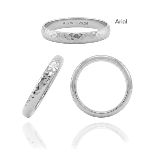 14K White Gold Domed Wedding Bands with Optional Engraving  (3.0 mm)
