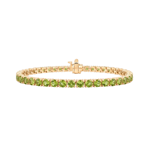 Tennis Bracelet with Peridot Stones (August Birthstones) in 14K Gold (1.75 mm - 4.0 mm)