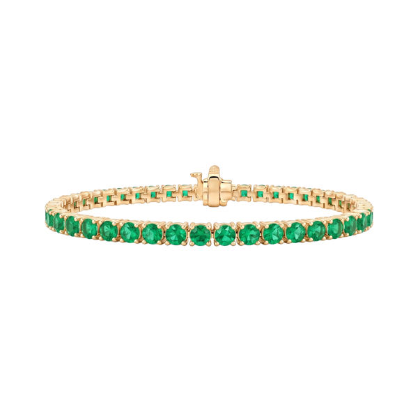 Tennis Bracelet with Emerald Stones (May Birthstones) in 18K Gold (1.75 mm - 4.0 mm)