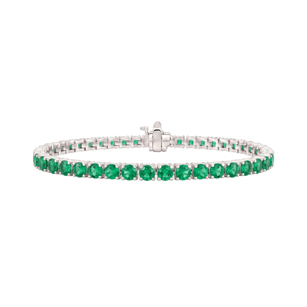 Tennis Bracelet with Emerald Stones (May Birthstones) in 14K Gold (1.75 mm - 4.0 mm)