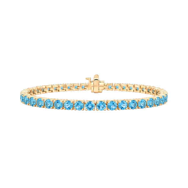 Tennis Bracelet with Blue Topaz Stones (December Birthstones) in 18K Gold (1.75 mm - 4.0 mm)