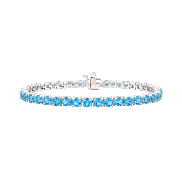 Tennis Bracelet with Blue Topaz Stones (December Birthstones) in 14K Gold (1.75 mm - 4.0 mm)