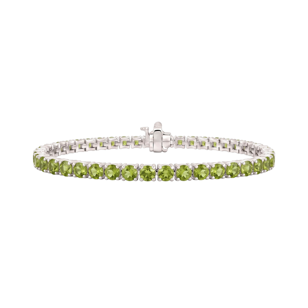 Tennis Bracelet with Peridot Stones (August Birthstones) in 14K Gold (1.75 mm - 4.0 mm)