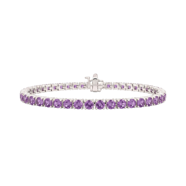 Tennis Bracelet with Amethyst Stones (February Birthstones) in 18K Gold (1.75 mm - 4.0 mm)