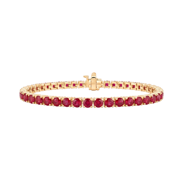 Tennis Bracelet with Ruby Stones (July Birthstones) in 14K Gold (1.75 mm - 4.0 mm)