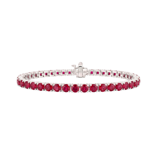 Tennis Bracelet with Ruby Stones (July Birthstones) in 18K Gold (1.75 mm - 4.0 mm)