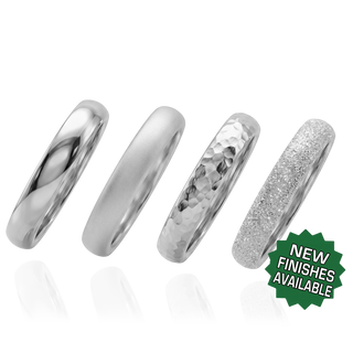 14K White Gold Domed Wedding Bands with Optional Engraving  (4.0 mm)