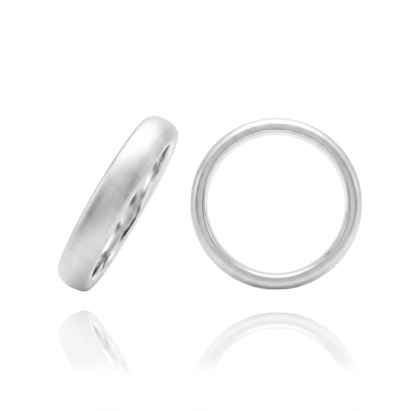 14K White Gold Domed Wedding Bands (2.0 mm - 6.0 mm)
