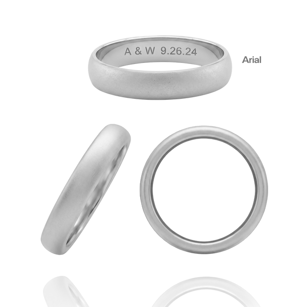 Sterling Silver Comfort Fit Wedding Bands with Optional Engraving  (4.0 mm)