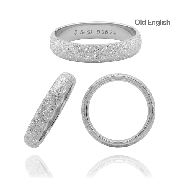 14K White Gold Domed Wedding Bands with Optional Engraving  (4.0 mm)