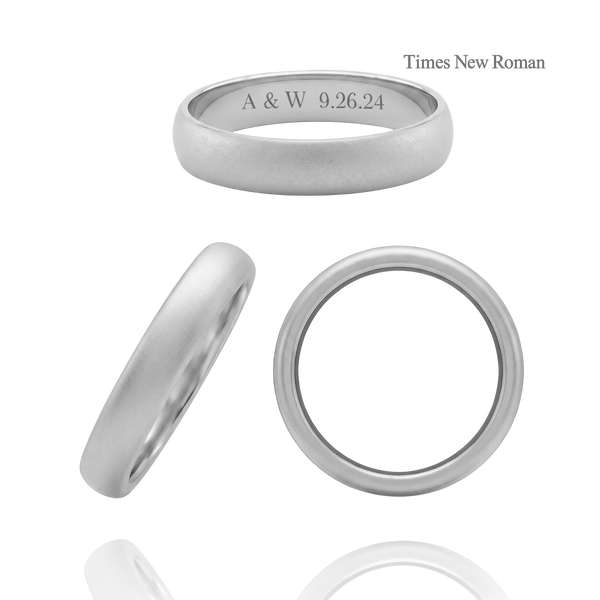 14K White Gold Domed Wedding Bands with Optional Engraving  (4.0 mm)