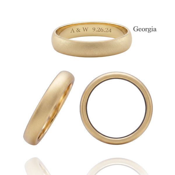 14K Yellow Gold Domed Wedding Bands with Optional Engraving  (4.0 mm)